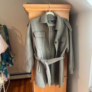 NWOT Zara Oversized Belted Shacket